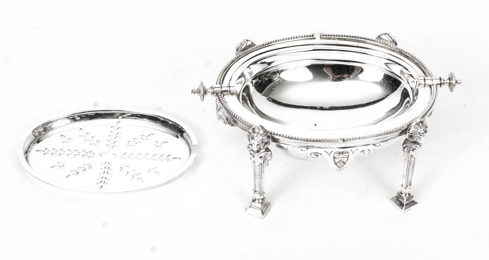 19th Century English Silver Plated Roll over Butter Dish Atkins Bros 3