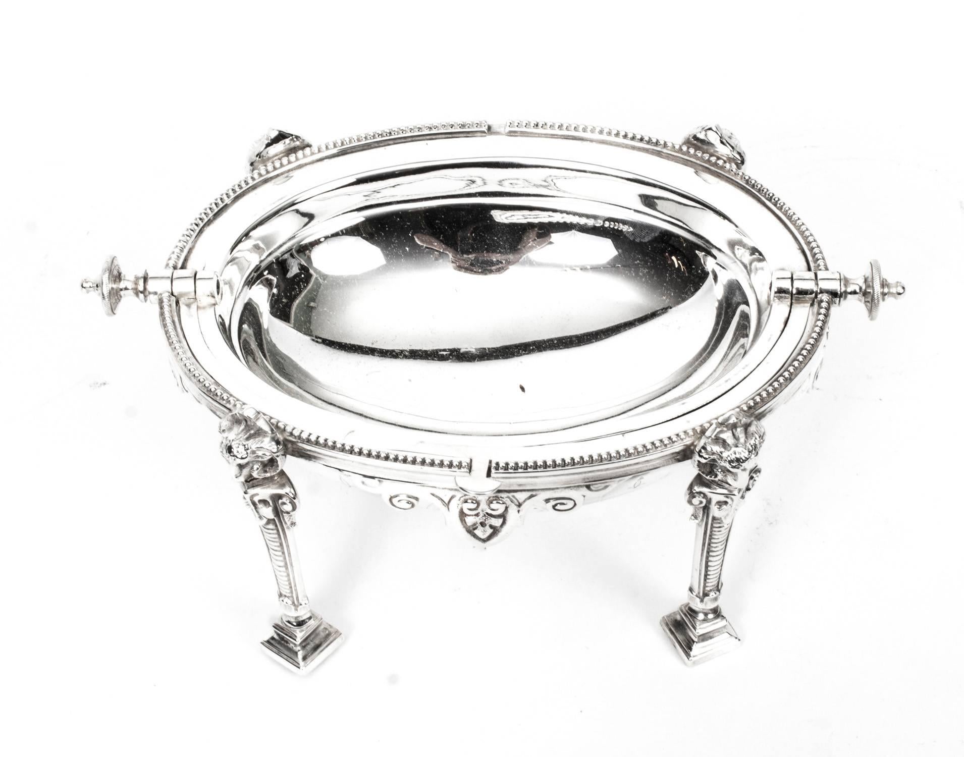 19th Century English Silver Plated Roll over Butter Dish Atkins Bros 2