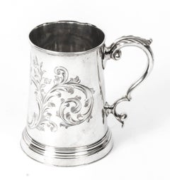 19th Century Victorian Silver Plated and Engraved Mug