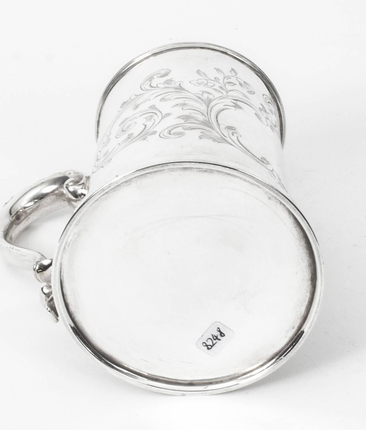 19th Century Victorian Silver Plated and Engraved Mug 2