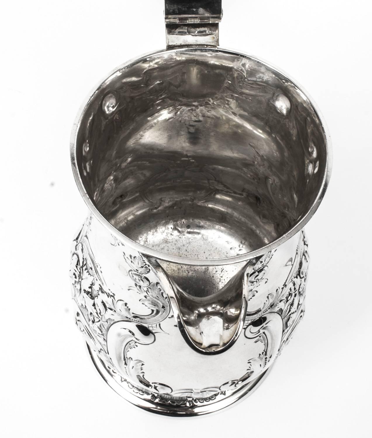 19th Century English Silver Plate Ewer Lipped Tankard, Martin Hall 4