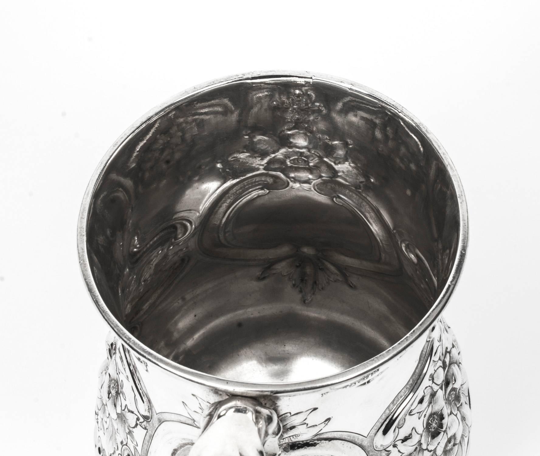Antique Victorian Silver Plated Tankard Mug Cross Keys Makers Mark, circa 1870 2