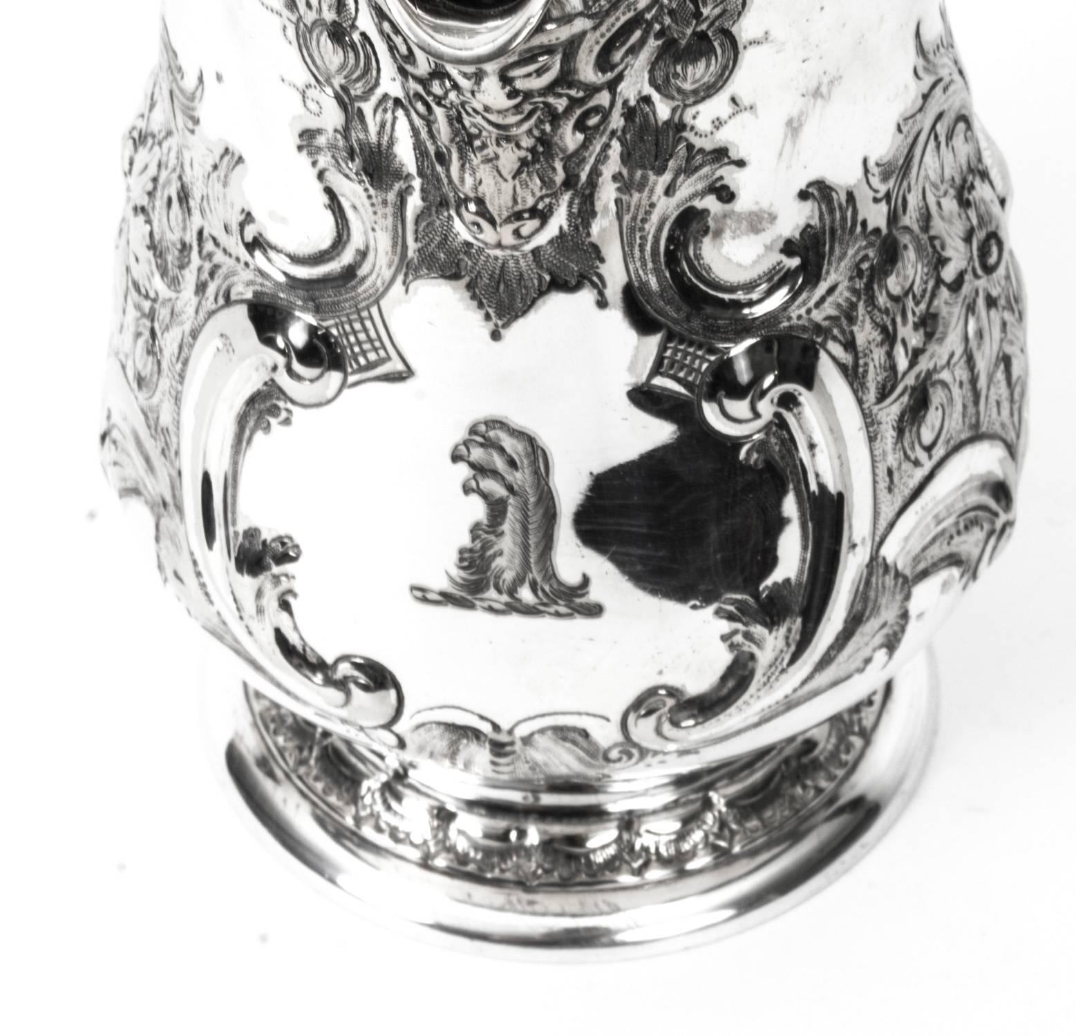 19th Century English Silver Plate Lidded Ewer Lipped Tankard Martin Hall & Co 3
