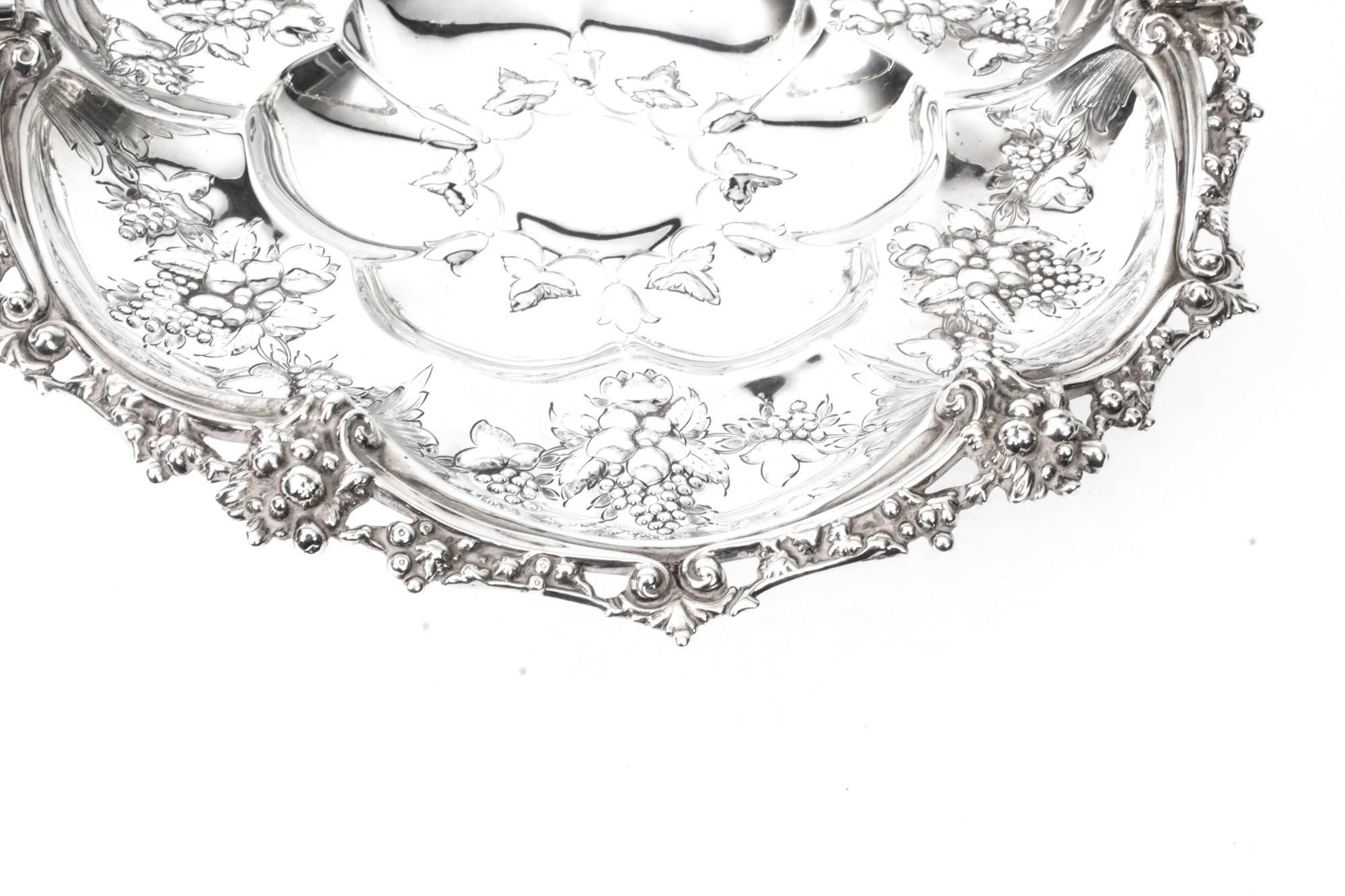 19th Century Victorian Silver Plated Fruit Basket John Figg, London 1