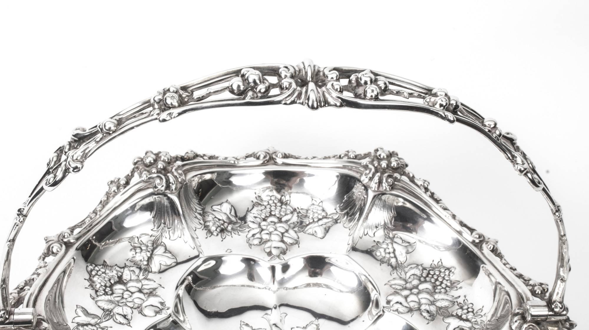 19th Century Victorian Silver Plated Fruit Basket John Figg, London 2