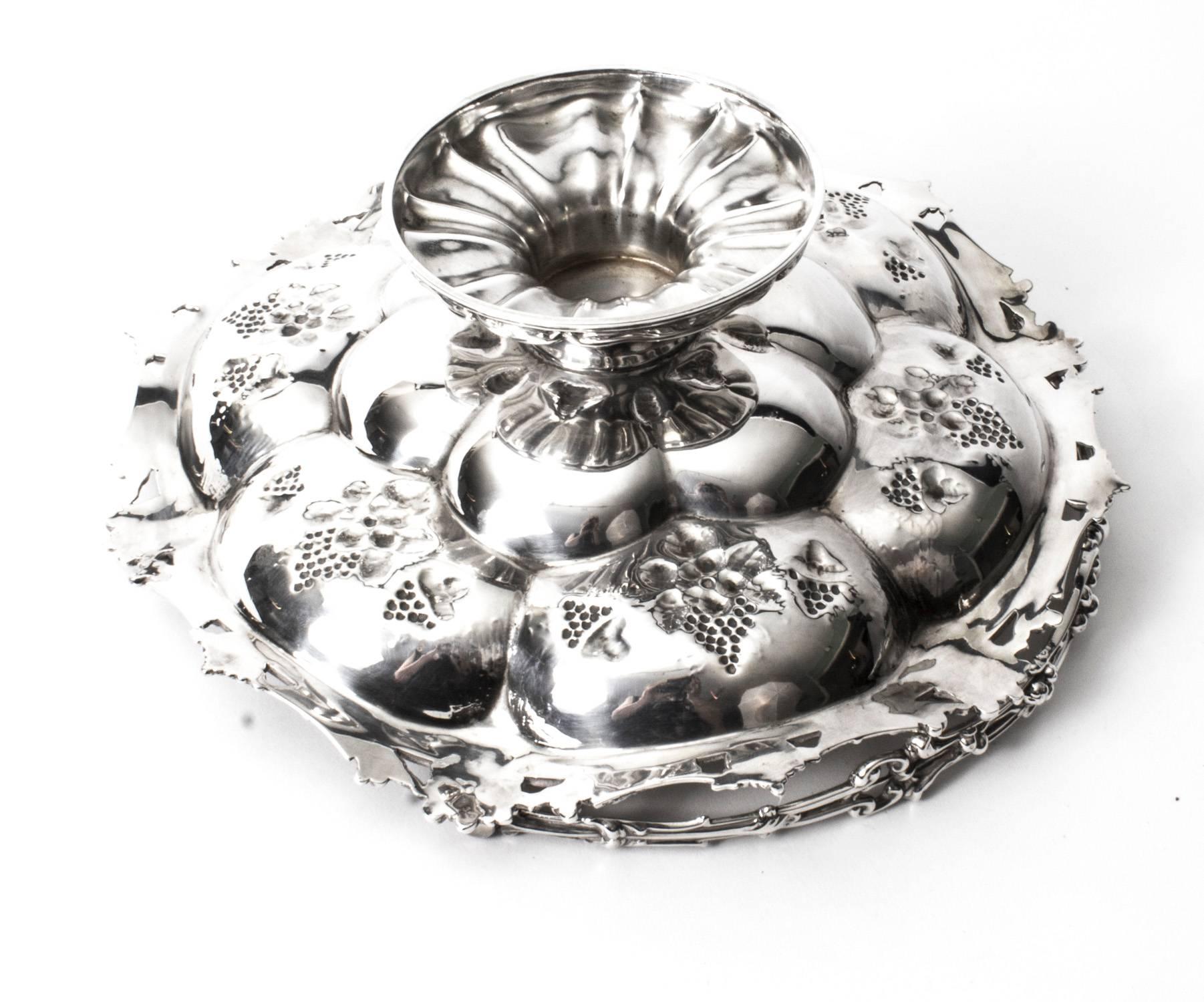 19th Century Victorian Silver Plated Fruit Basket John Figg, London 3