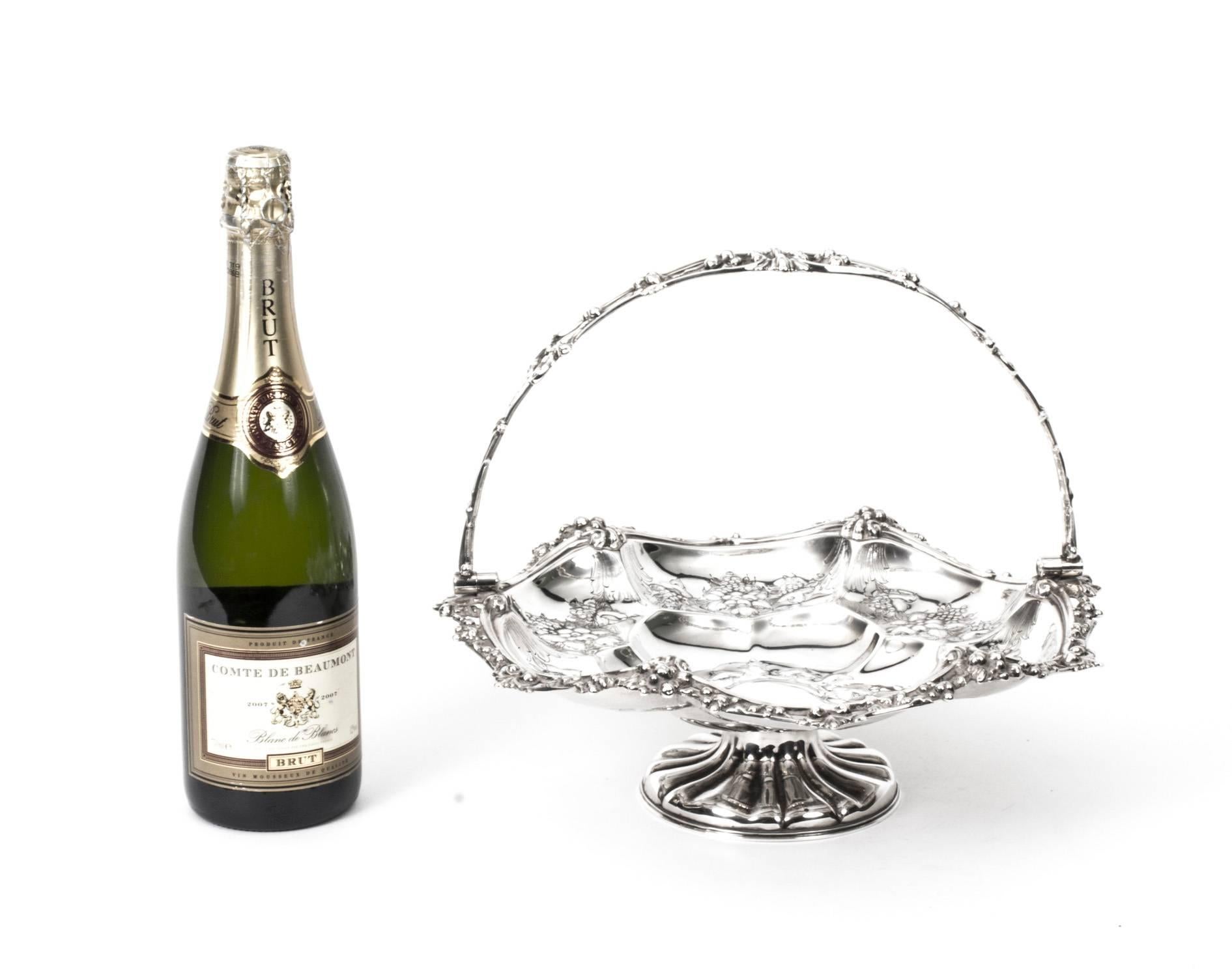 19th Century Victorian Silver Plated Fruit Basket John Figg, London 5