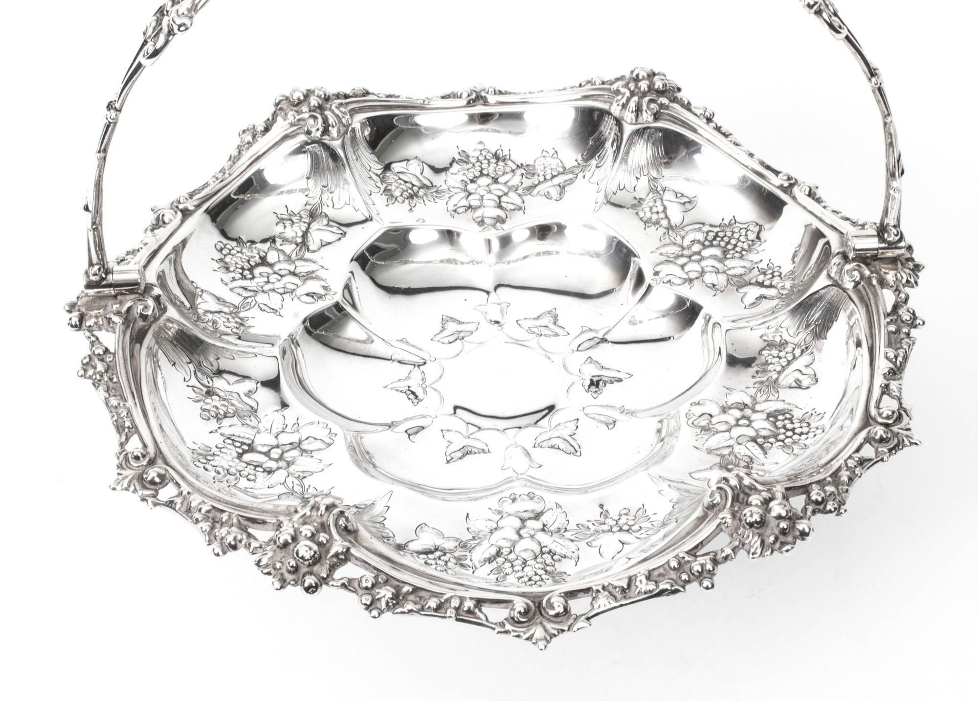 Late 19th Century 19th Century Victorian Silver Plated Fruit Basket John Figg, London
