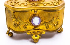 19th Century French Gilt Bronze Jewelry Casket with Cameos