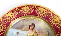 Antique Vienna Porcelain Cabinet Plate Bidenschild Mark, 1860