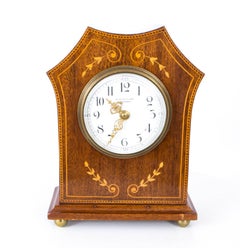19th Century Edwardian Inlaid Mahogany Mantel Clock