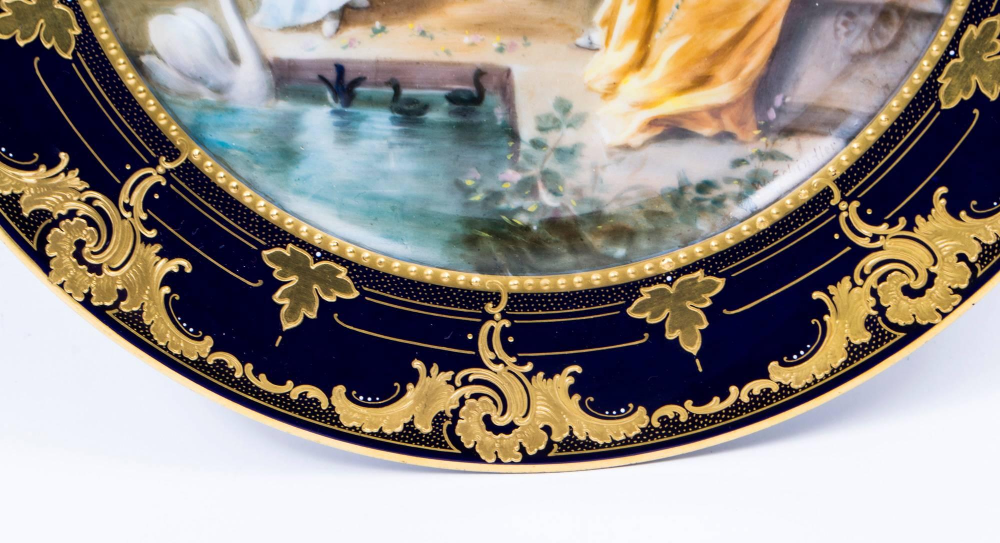 Austrian Antique Vienna Porcelain Cabinet Plate W. Schindler, circa 1880