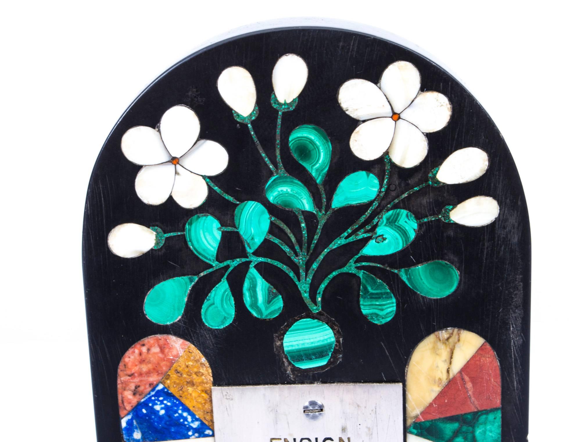 19th Century Pietra Dura Marble Malachite Thermometer In Excellent Condition In London, GB