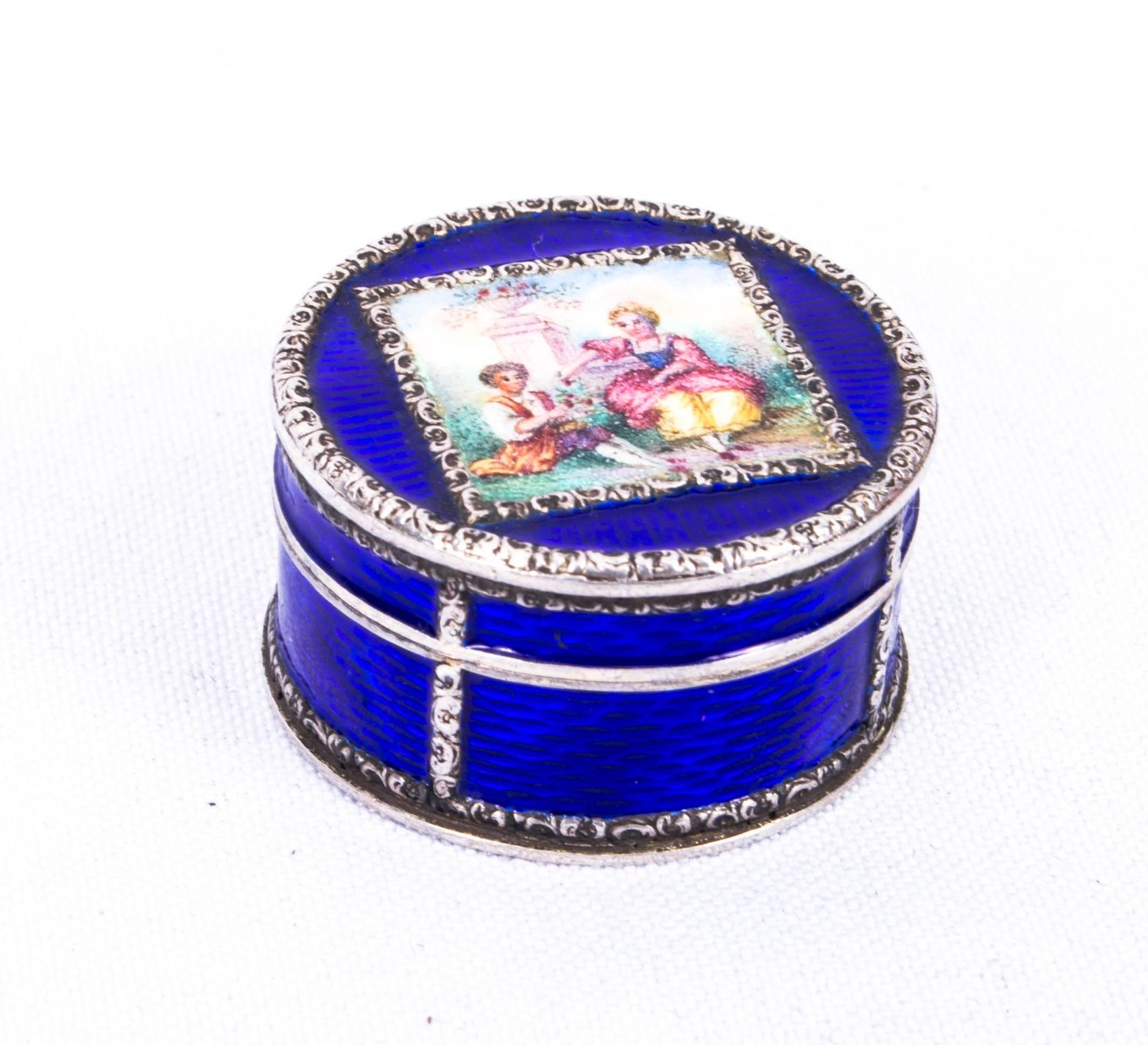 19th Century Vienna Silver Gilt and Enamel Patch Box In Excellent Condition In London, GB