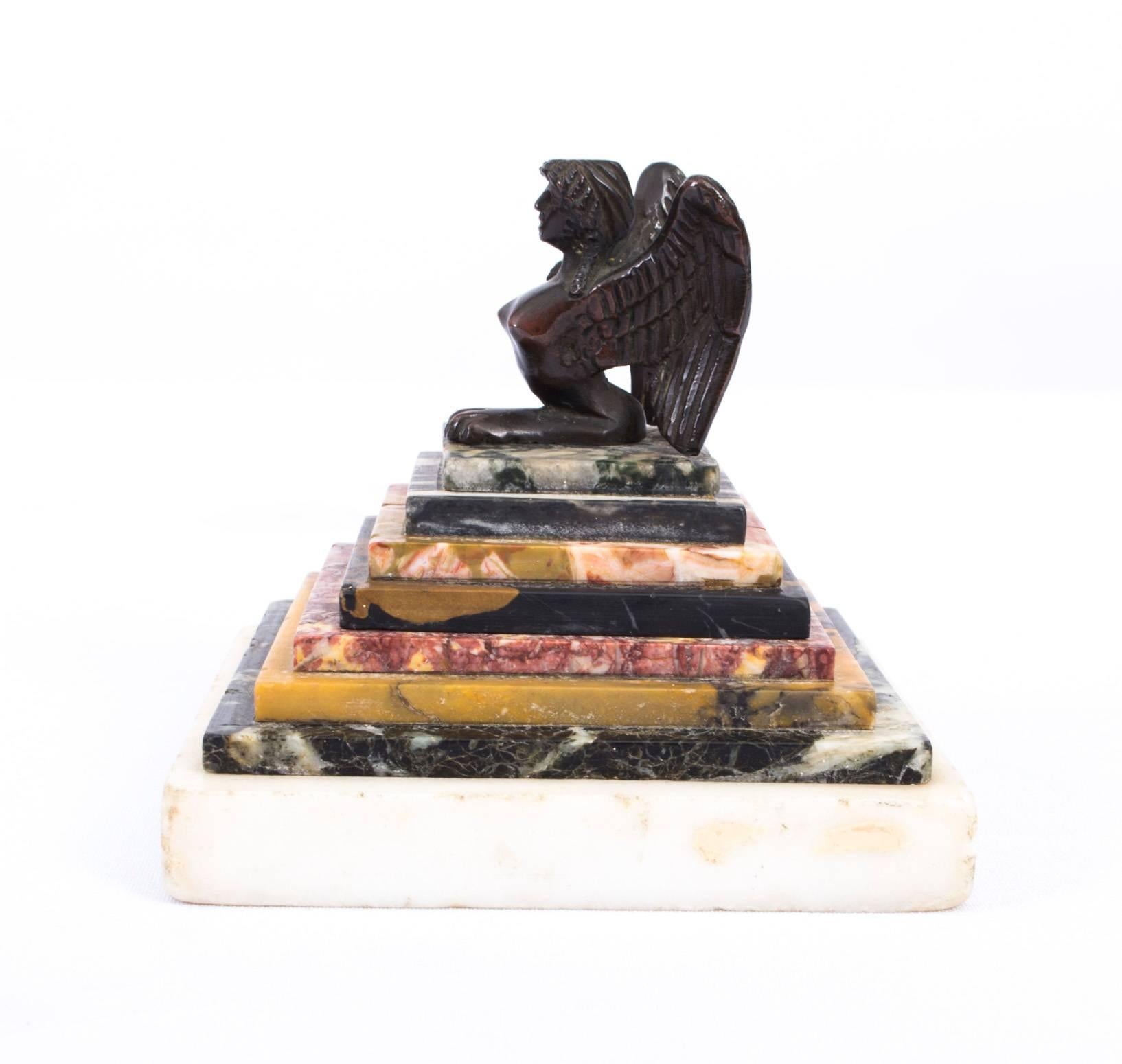 19th Century French Paperweight Marble and Bronze Harpy In Excellent Condition In London, GB