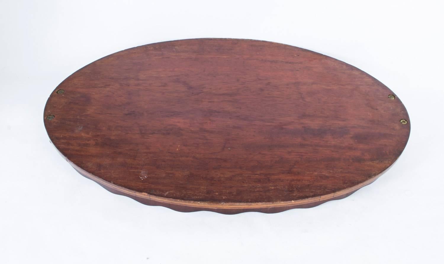 Early 20th Century Edwardian Oval Satinwood Marquetry Tray 3