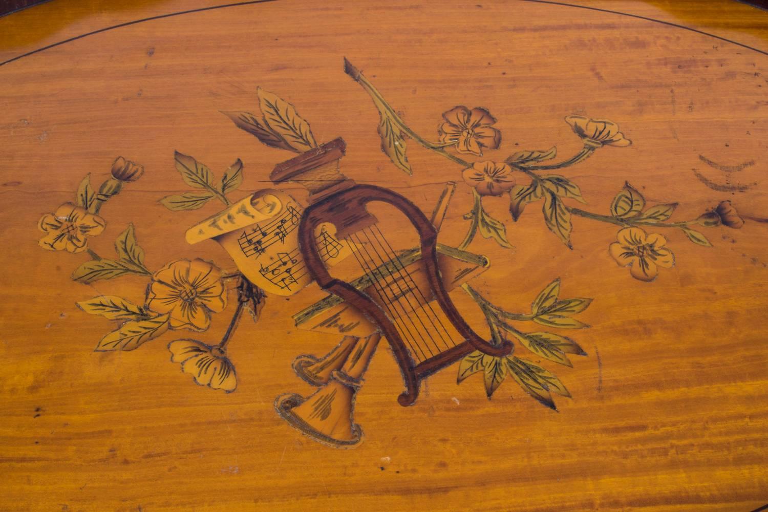 Early 20th Century Edwardian Oval Satinwood Marquetry Tray In Excellent Condition In London, GB