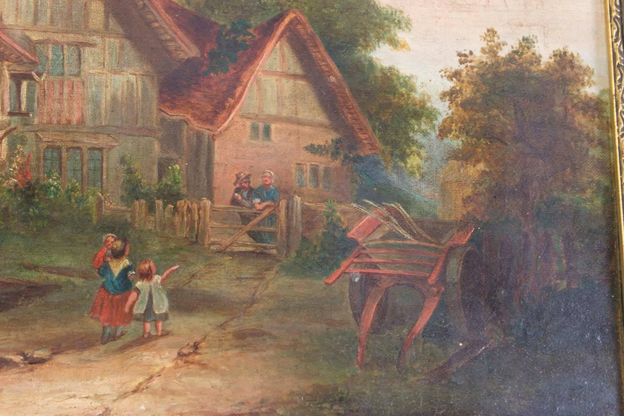 English 19th Century Victorian Oil on Canvas 'Back Home'