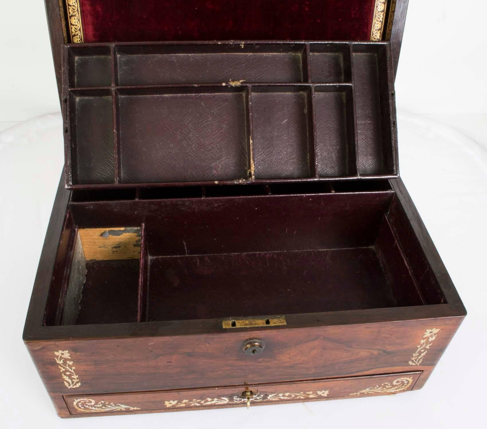 19th Century Victorian Rosewood and Mother-of-Pearl Box 1