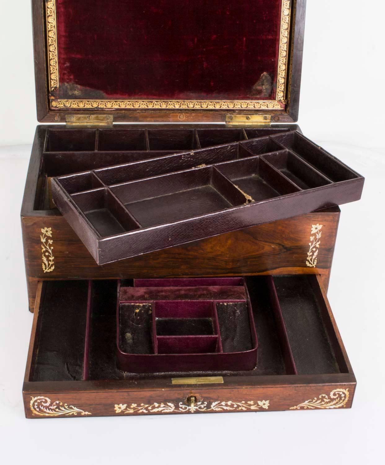19th Century Victorian Rosewood and Mother-of-Pearl Box 2