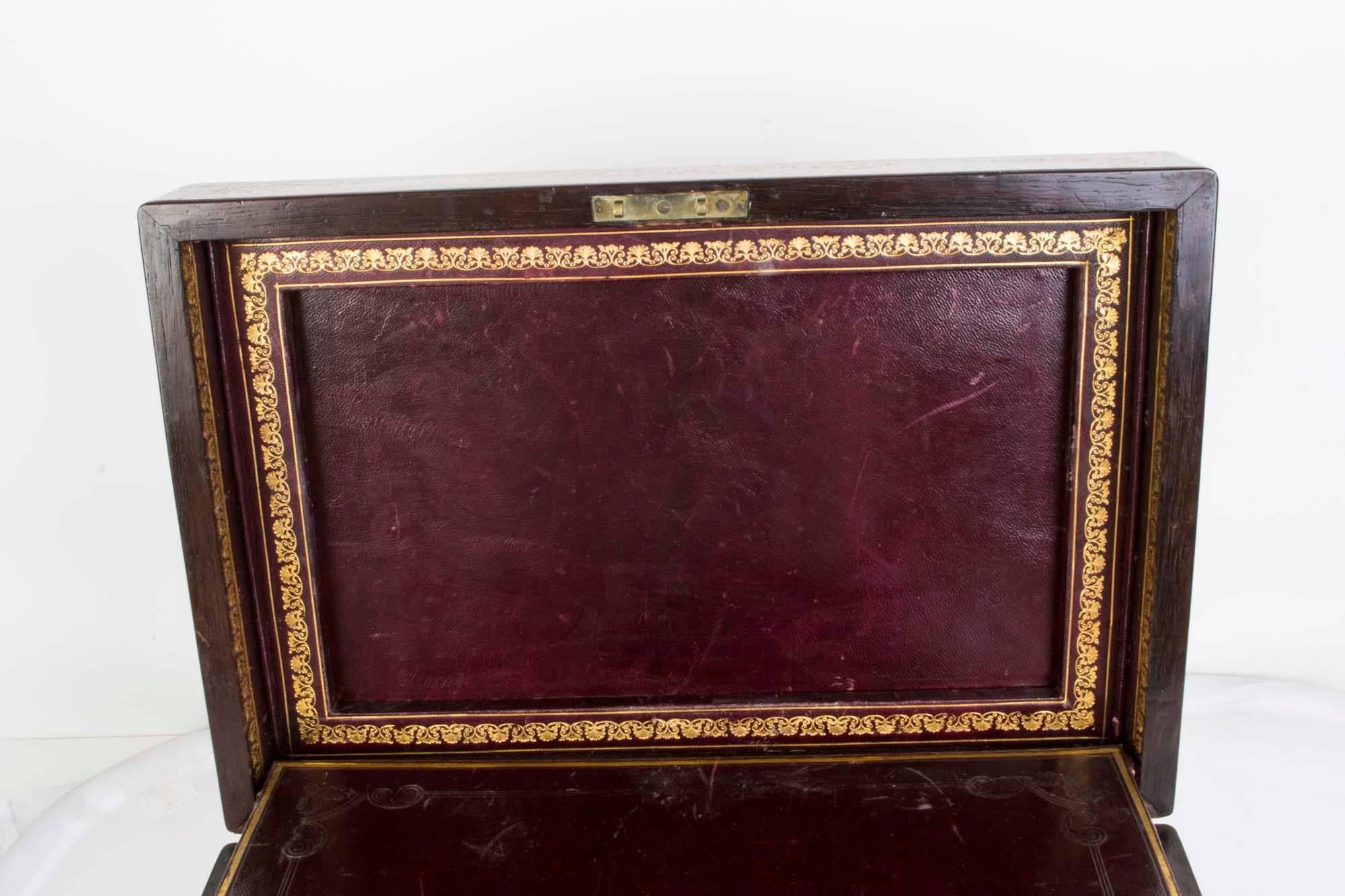 English 19th Century Victorian Rosewood and Mother-of-Pearl Box