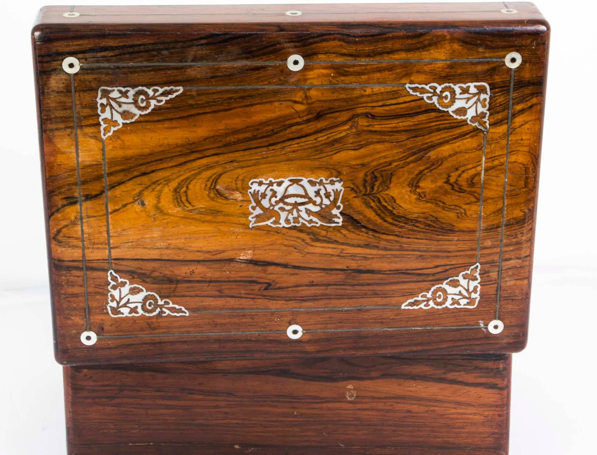 19th Century Victorian Rosewood Casket Jewelry Box 3