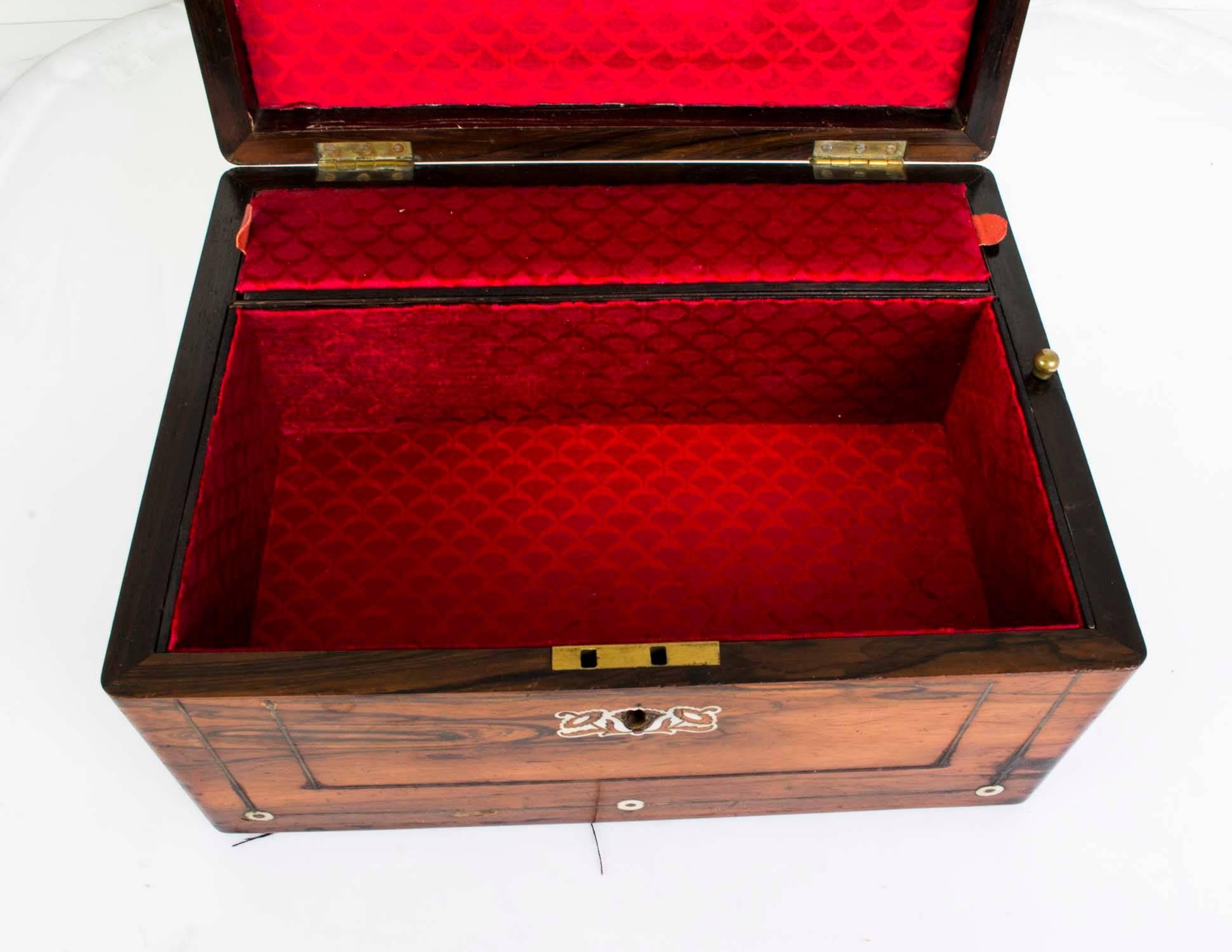 Mid-19th Century 19th Century Victorian Rosewood Casket Jewelry Box