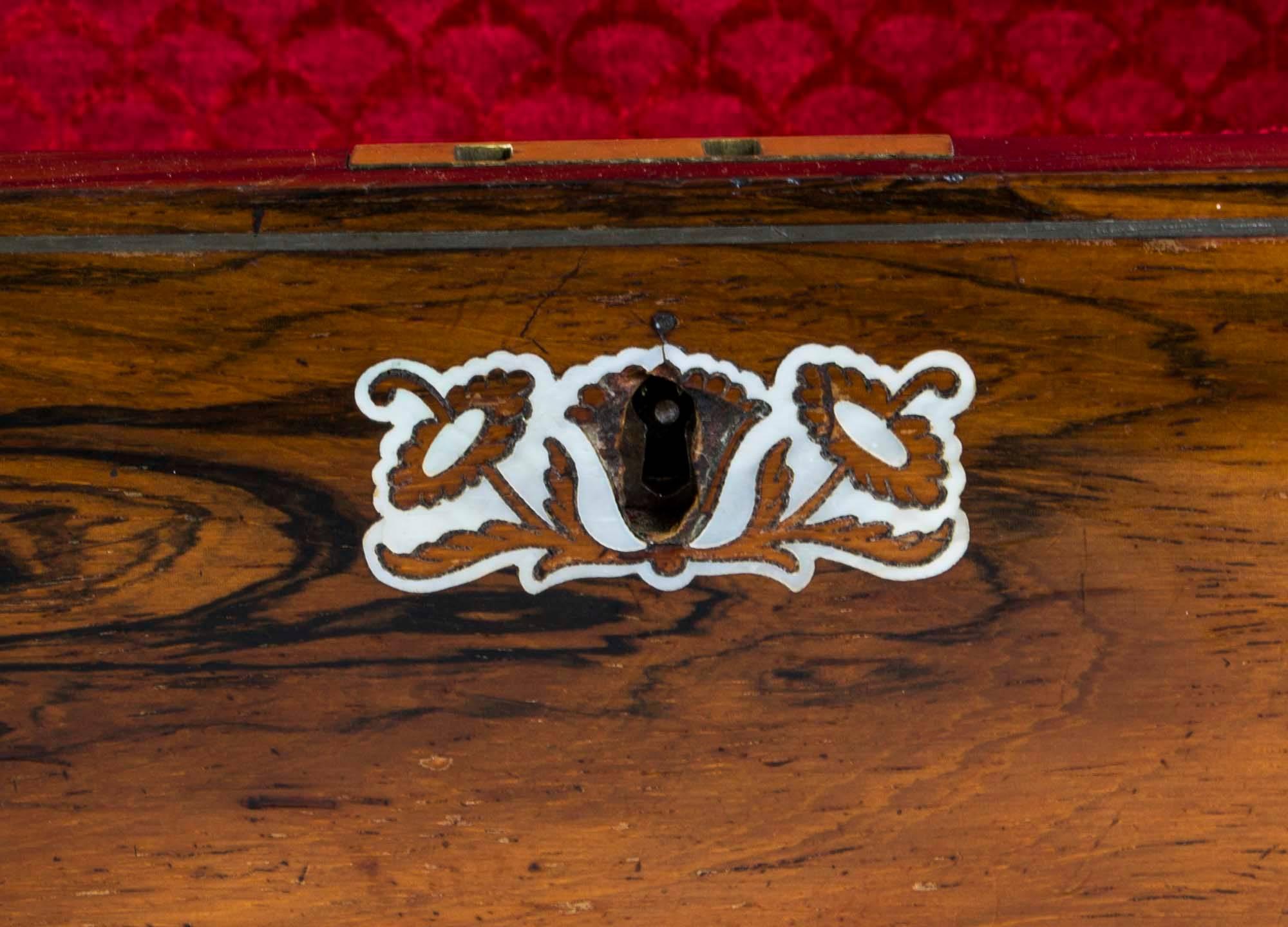 19th Century Victorian Rosewood Casket Jewelry Box 2