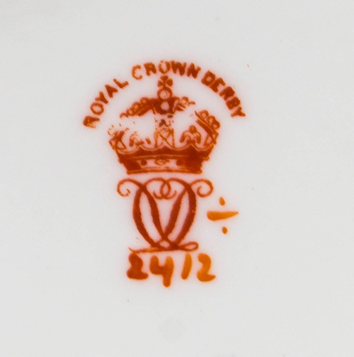 English Early 20th Century Royal Crown Derby Porcelain Imari Pattern Tea Set
