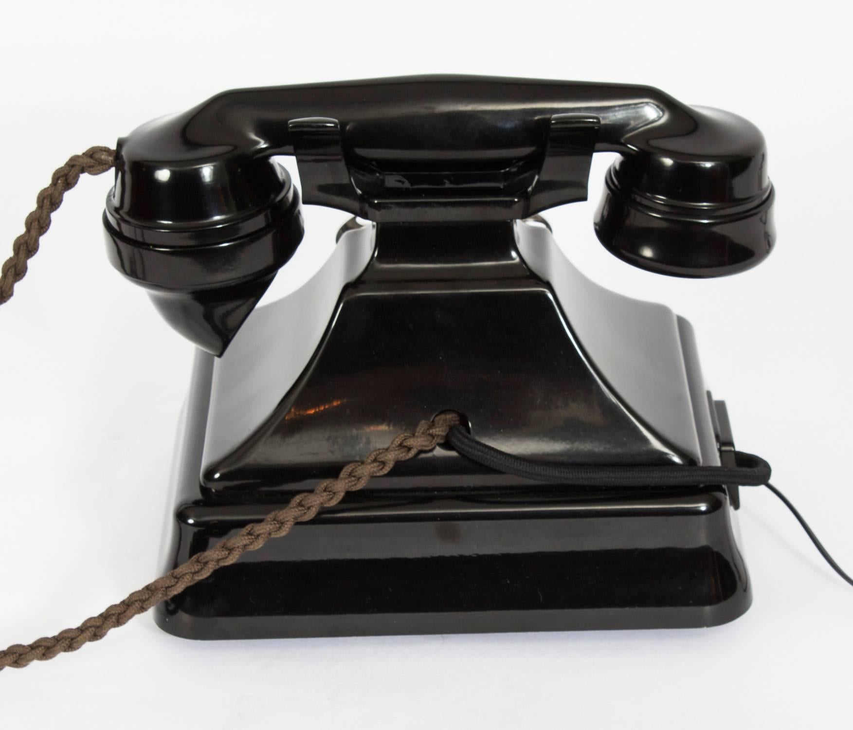 Antique Black Perspex Bakelite Pyramid 162 Telephone 1937 3