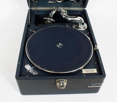 Antique Portable Hmv Gramophone Mod 102 Rare in Blue