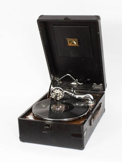 Antique Portable HMV Gramophone Mod 102 Black, circa 1935