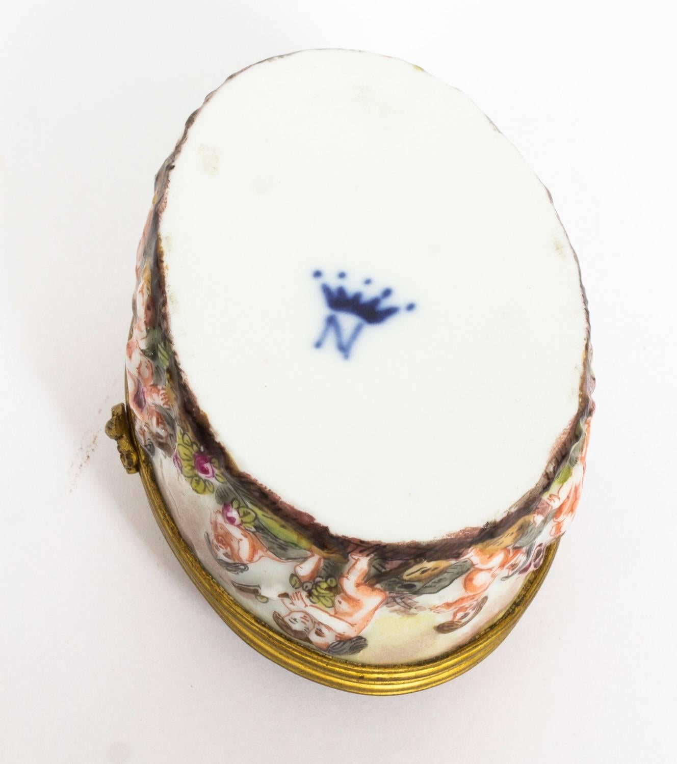 19th Century Italian Capodimonte Porcelain Pill Box 6