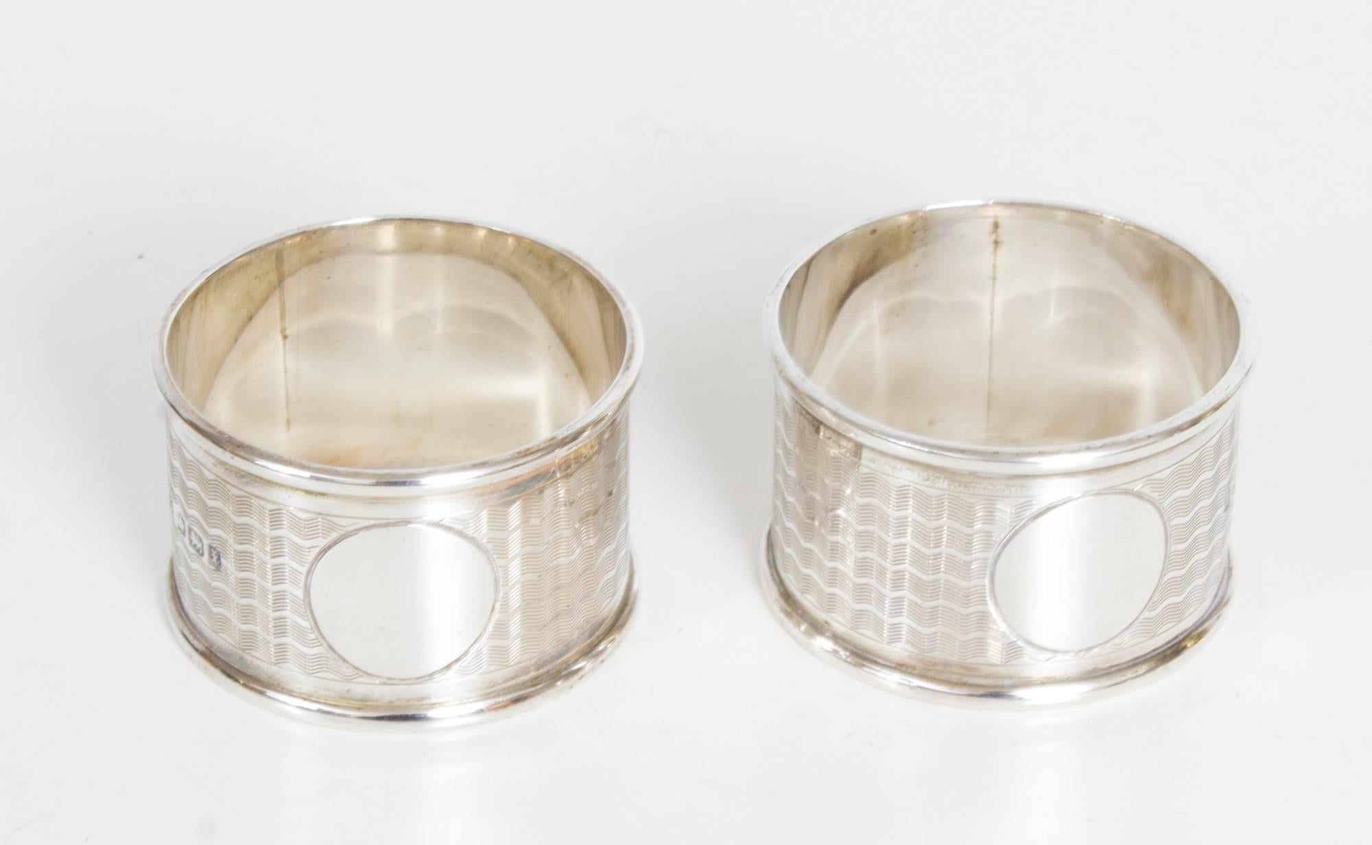 Antique Victorian Silver Napkin Rings Martin Hall, 1915 In Excellent Condition In London, GB