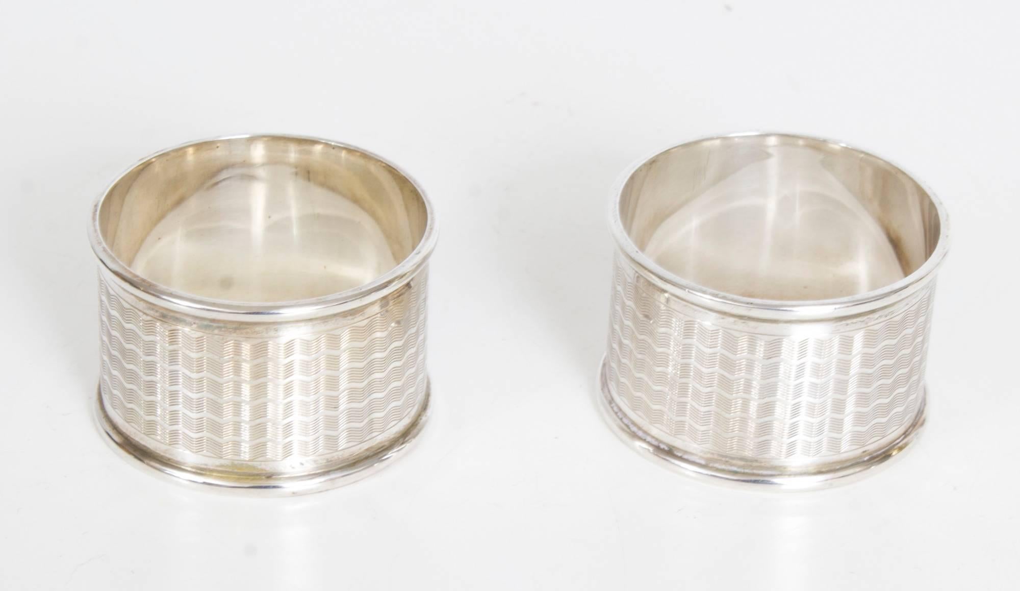 Sterling Silver Antique Victorian Silver Napkin Rings Martin Hall, 1915