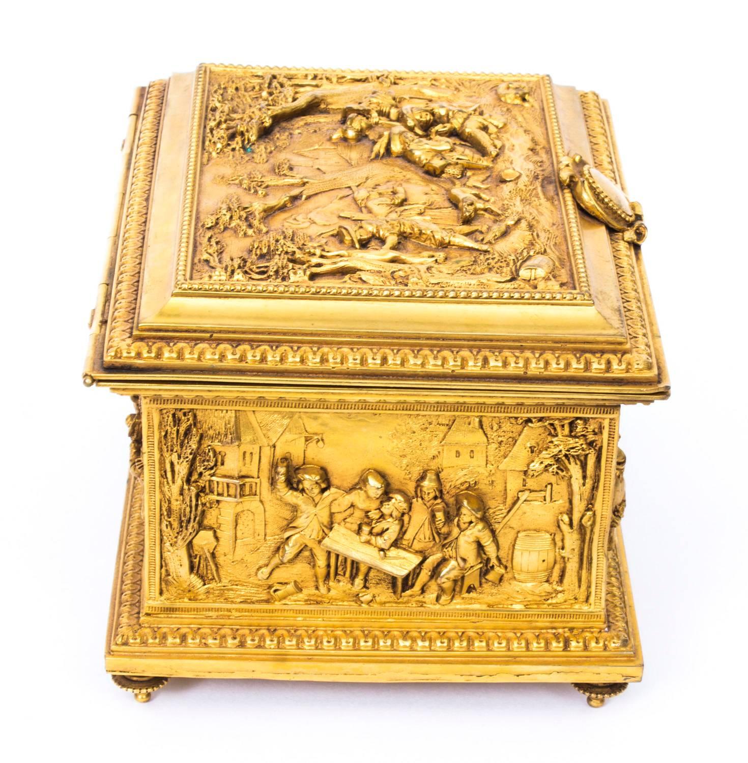 Ormolu 19th Century French Gilt Bronze Jewellery Casket T&E, Paris