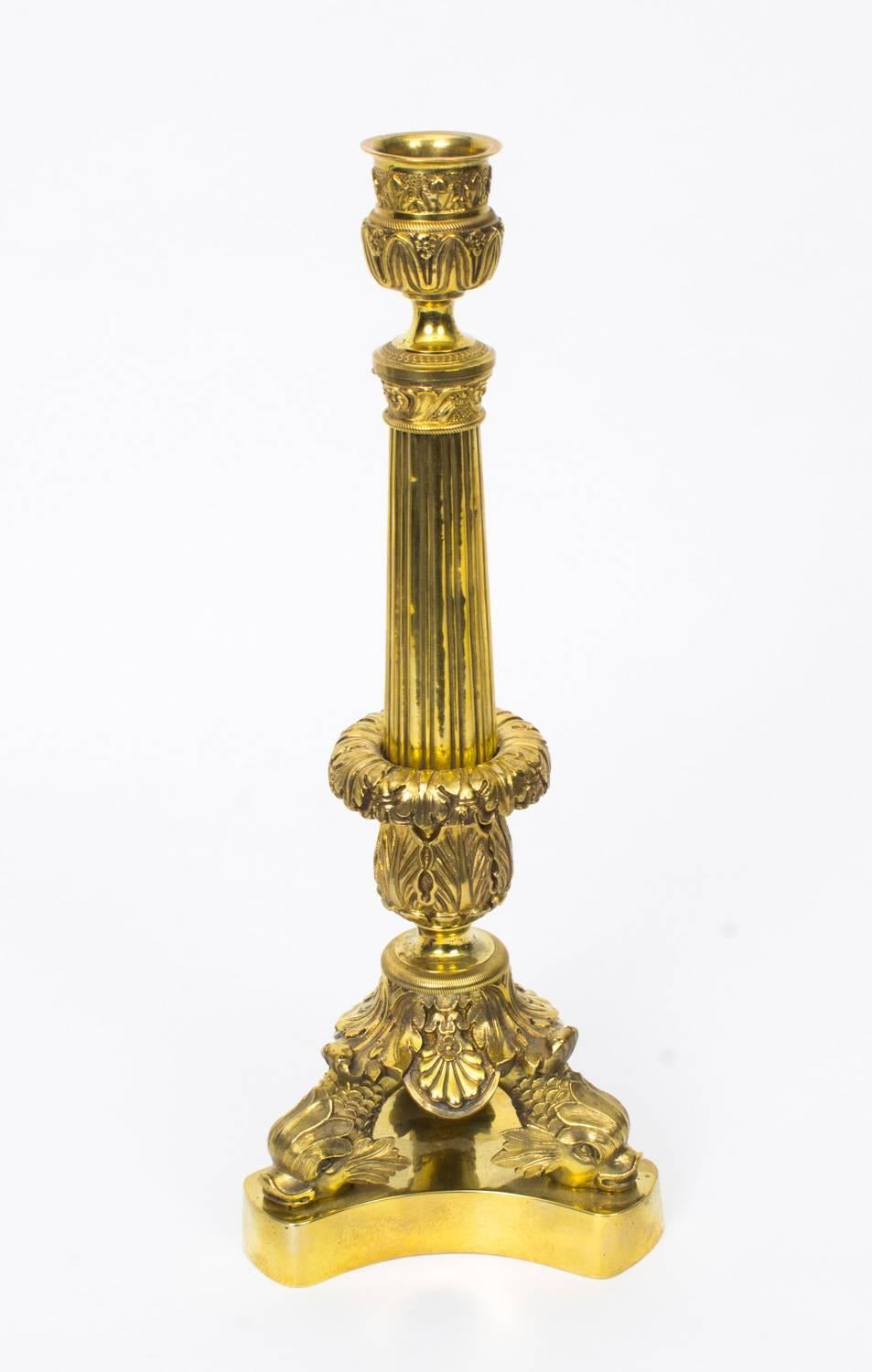 19th Century Pair of Louis XIV Style Gilt Bronze Candlesticks 2