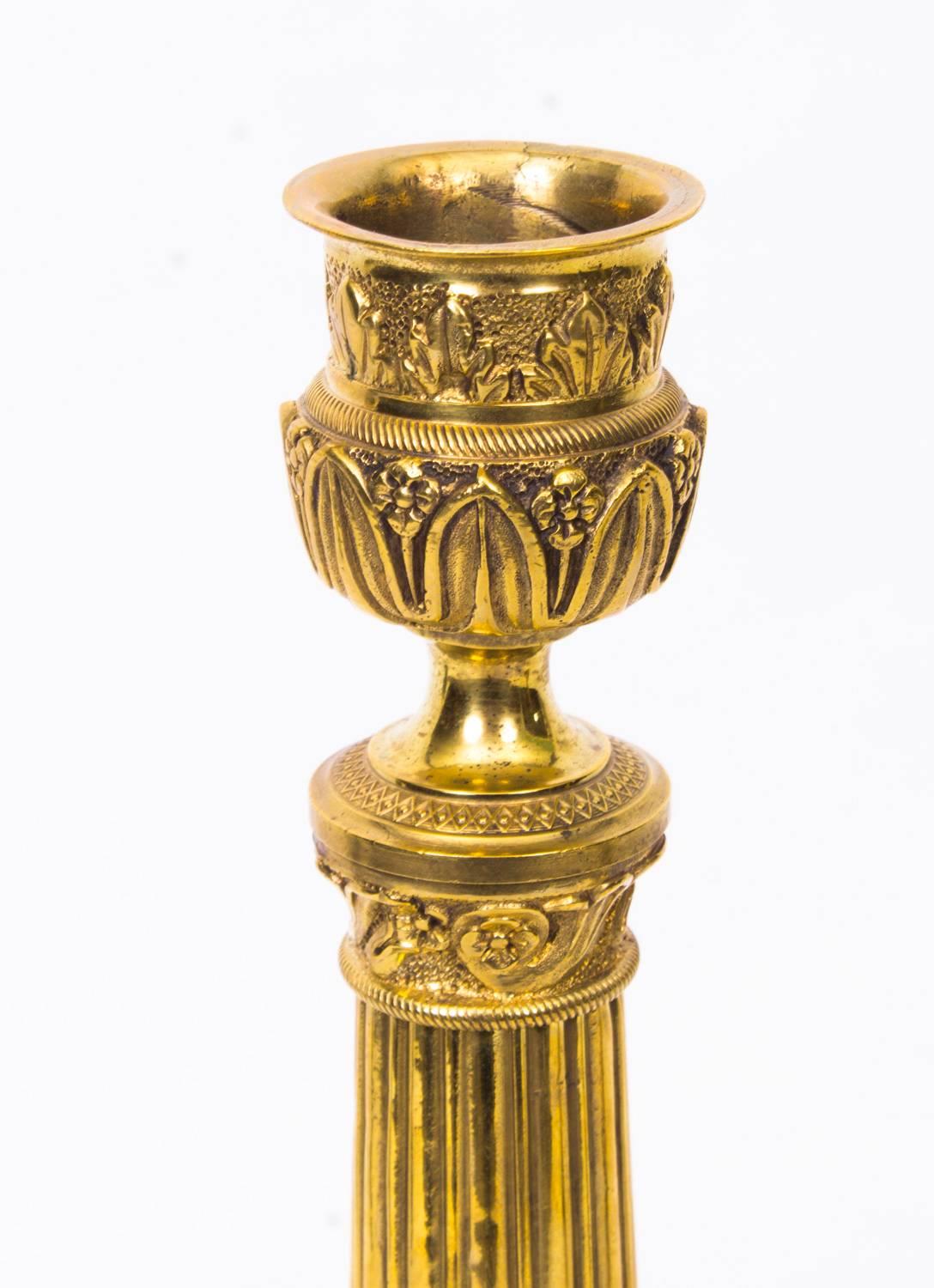 19th Century Pair of Louis XIV Style Gilt Bronze Candlesticks In Excellent Condition In London, GB