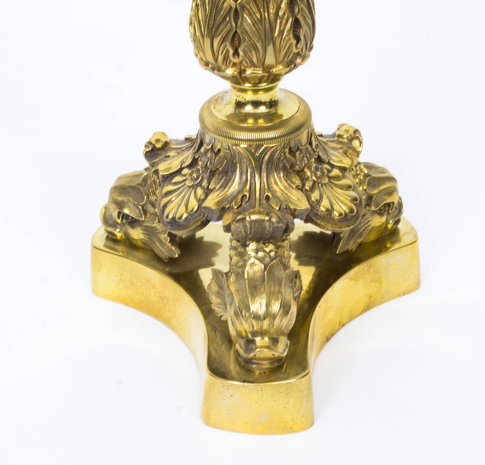 Ormolu 19th Century Pair of Louis XIV Style Gilt Bronze Candlesticks
