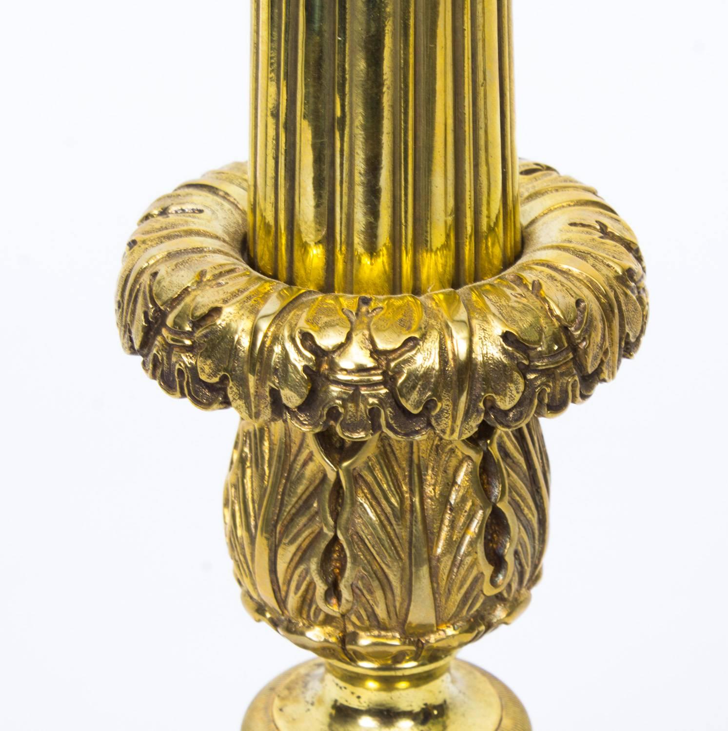 Mid-19th Century 19th Century Pair of Louis XIV Style Gilt Bronze Candlesticks