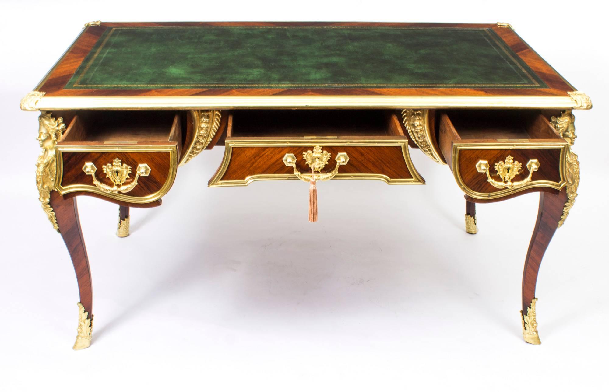 19th Century French Ormolu-Mounted Louis Revival Bureau Plat Desk 1