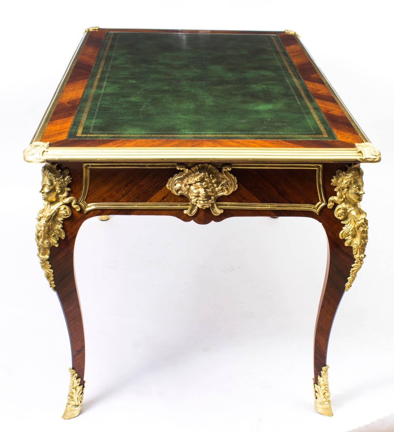 19th Century French Ormolu-Mounted Louis Revival Bureau Plat Desk 4