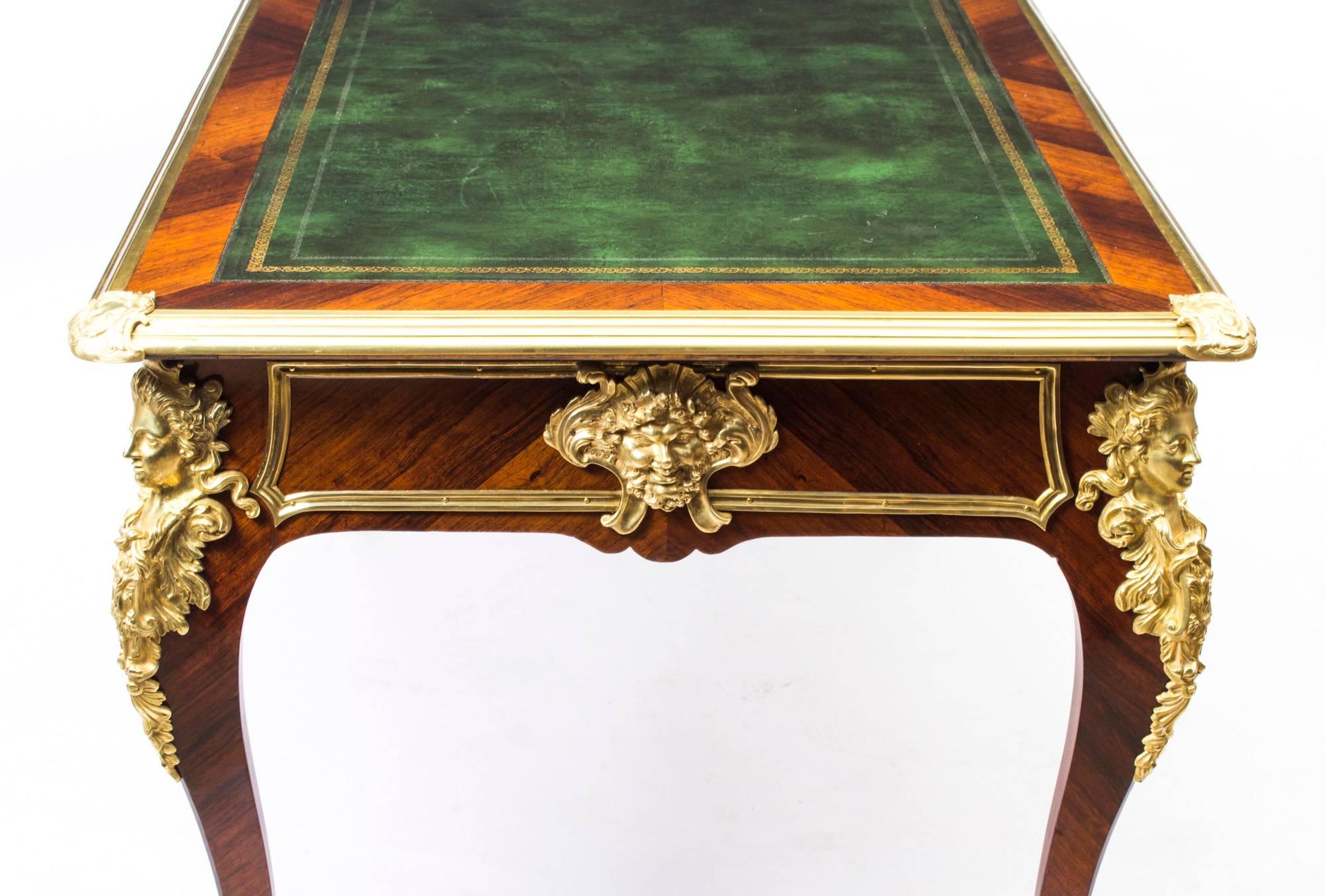19th Century French Ormolu-Mounted Louis Revival Bureau Plat Desk 5