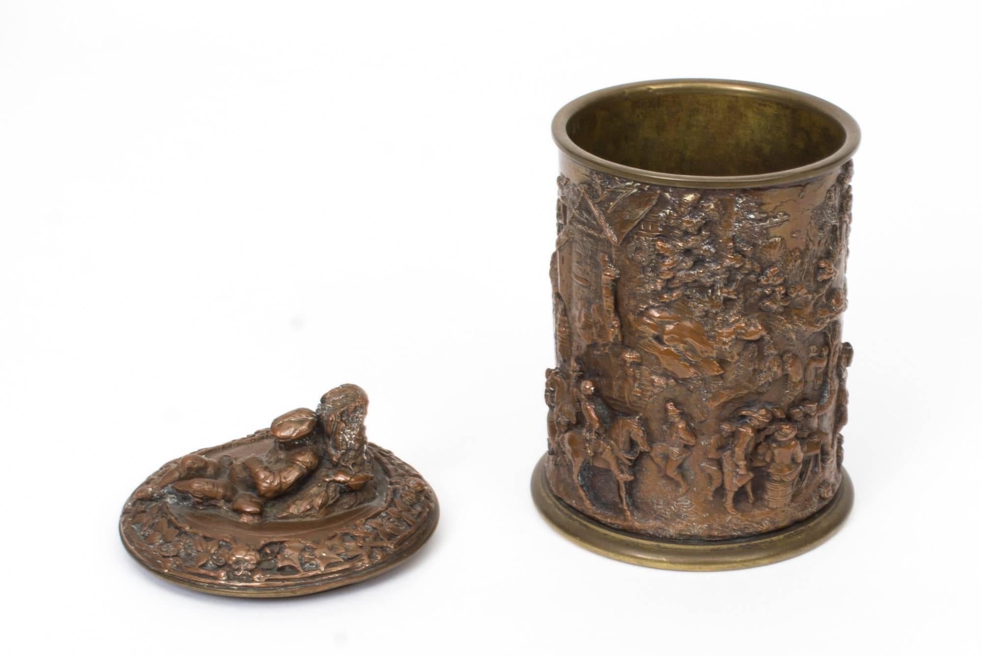 19th Century Copper and Bronze Bacchanalian Tobacco Jar 5