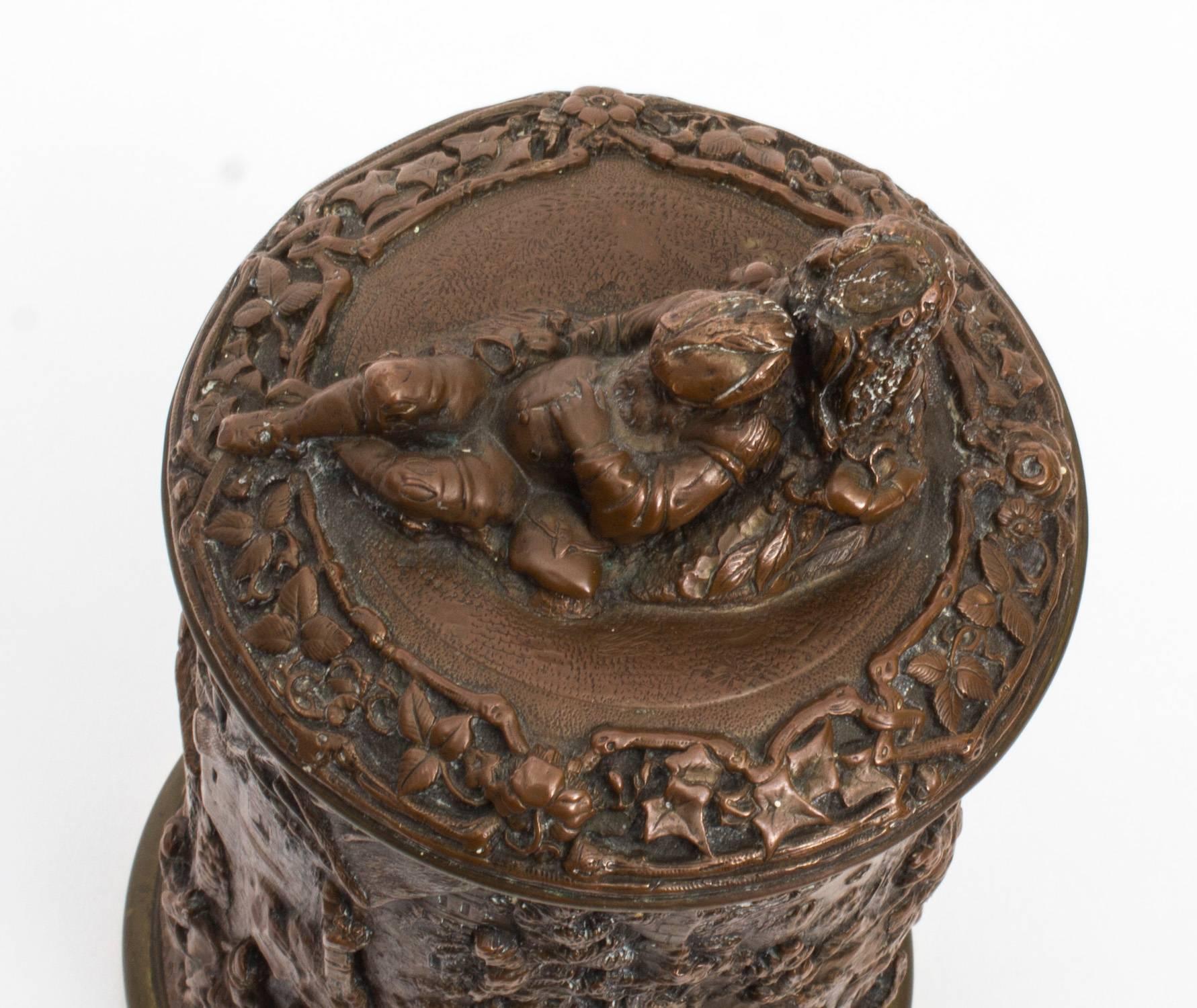Mid-19th Century 19th Century Copper and Bronze Bacchanalian Tobacco Jar