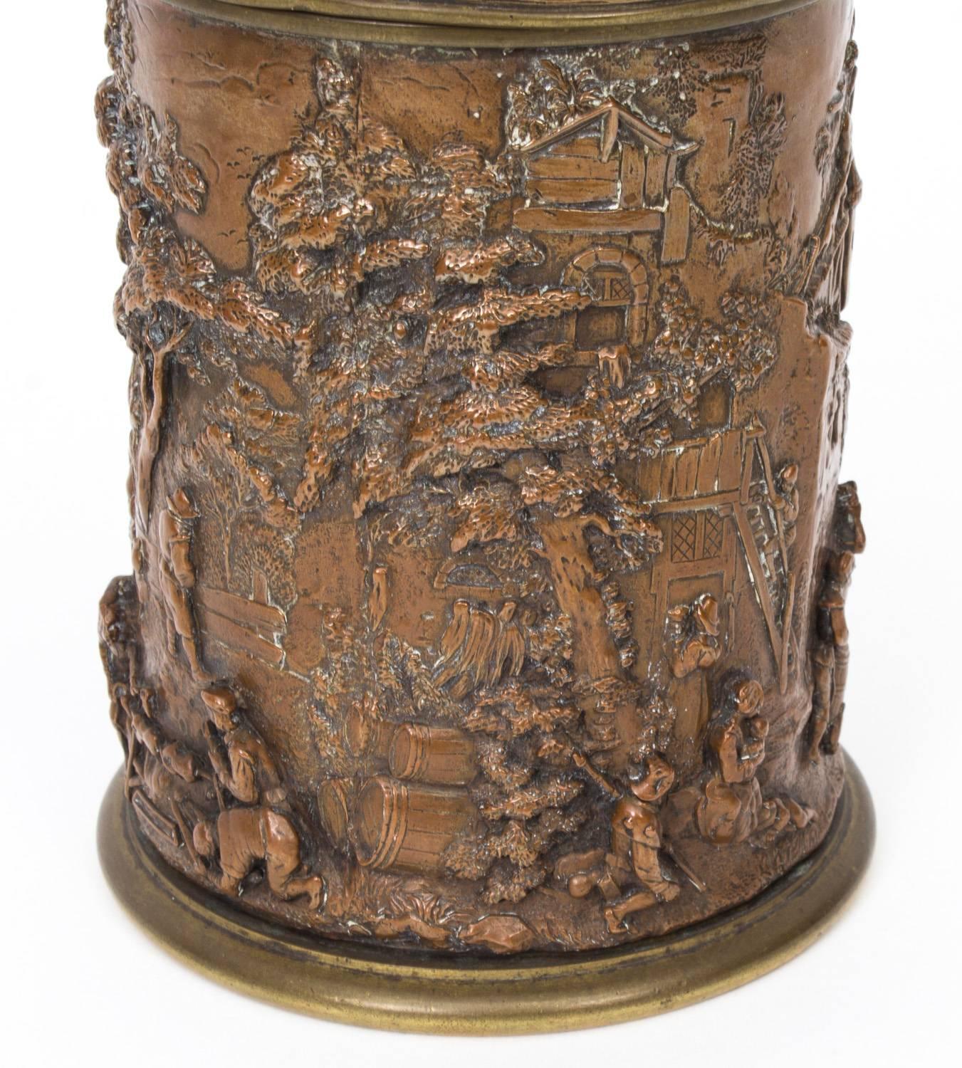 19th Century Copper and Bronze Bacchanalian Tobacco Jar 3