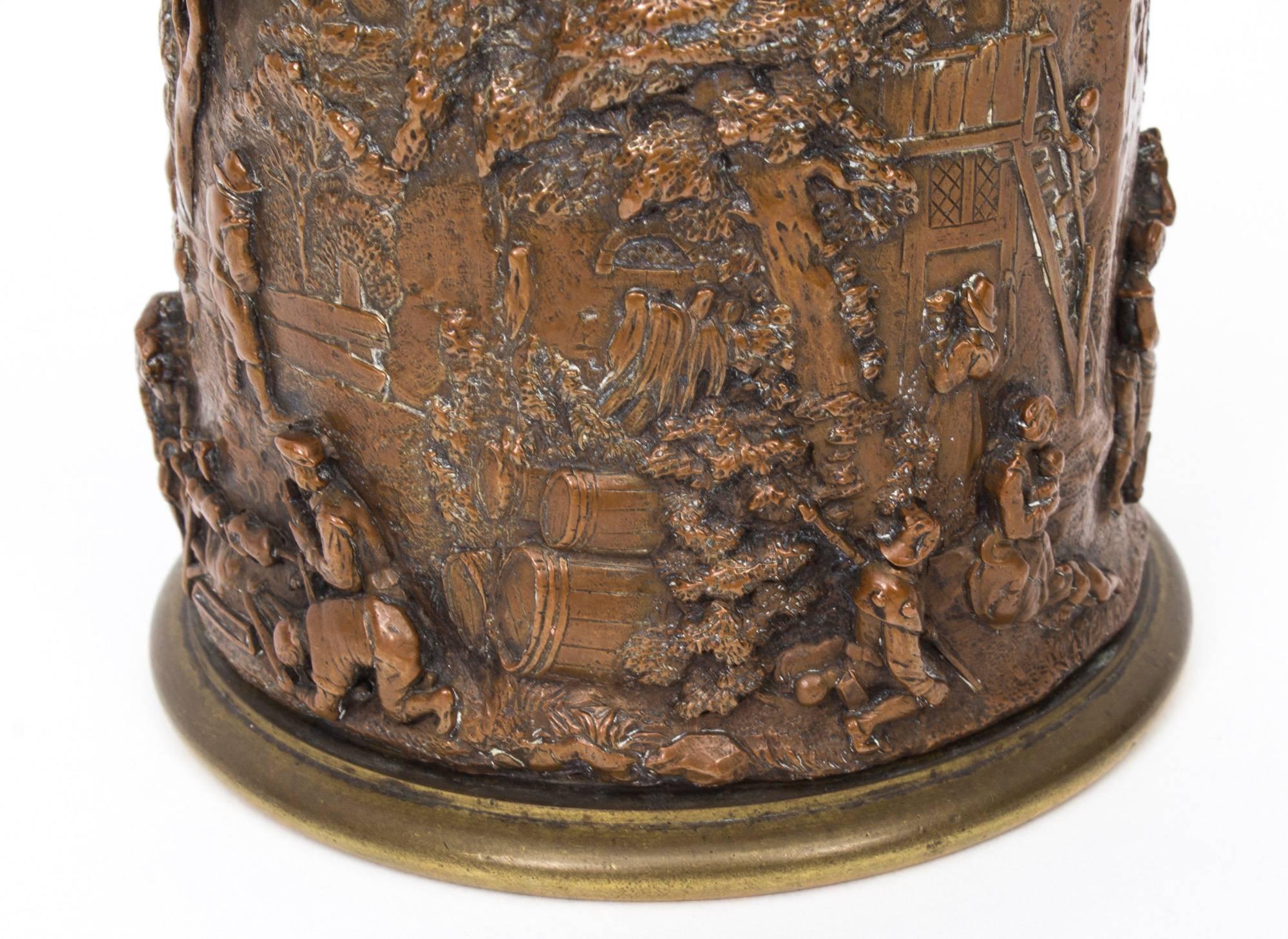 19th Century Copper and Bronze Bacchanalian Tobacco Jar 4