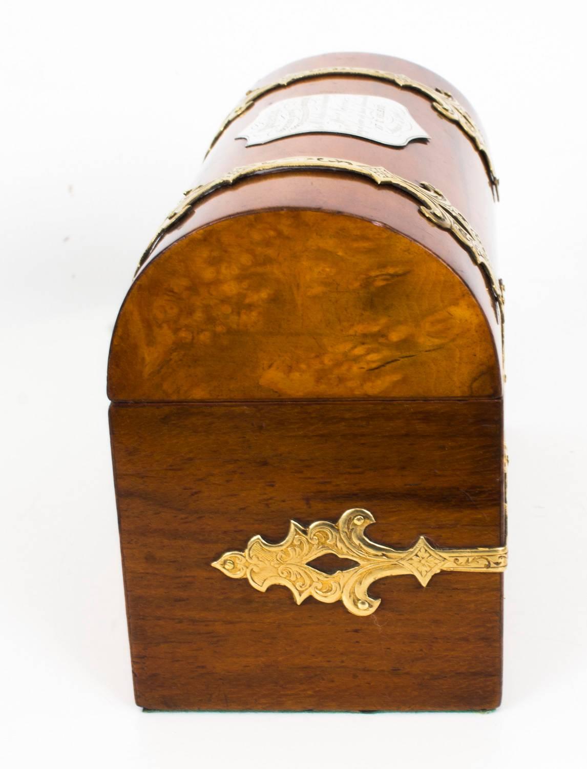 Antique Walnut Brass-Mounted Stationery Box, circa 1860 In Excellent Condition In London, GB