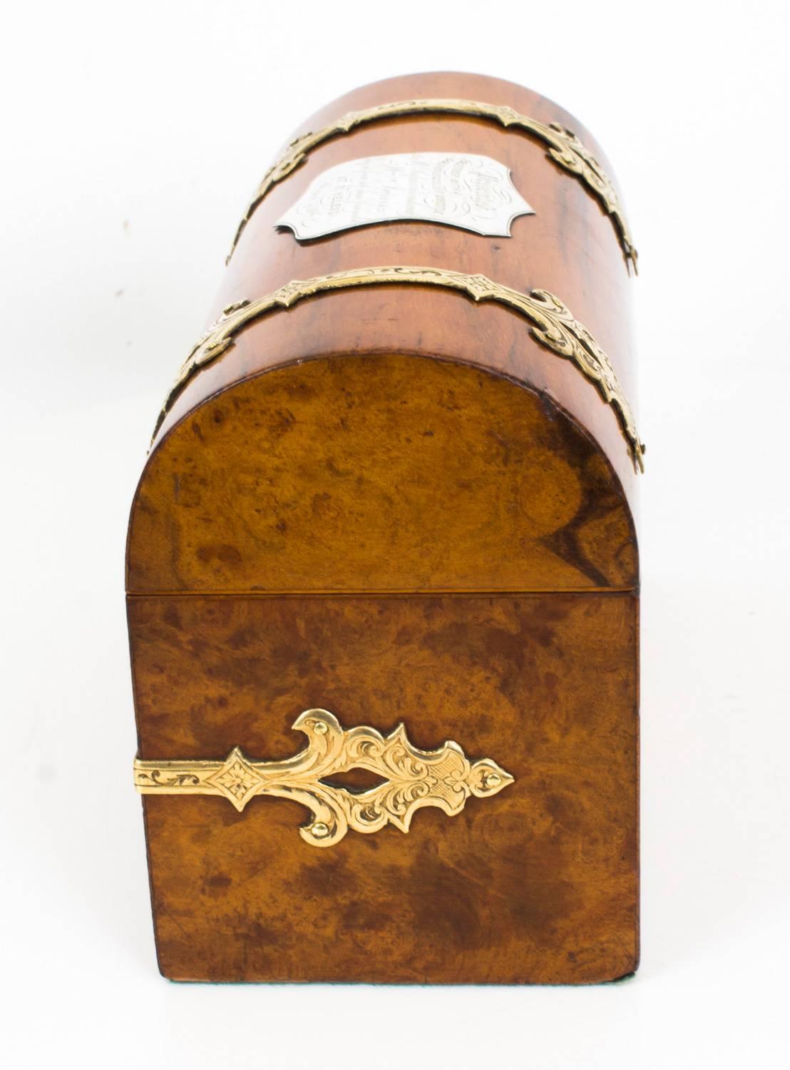 19th Century Antique Walnut Brass-Mounted Stationery Box, circa 1860