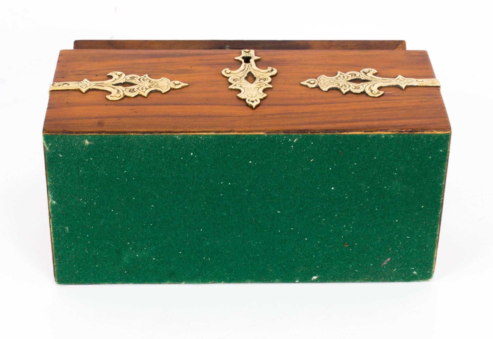 Antique Walnut Brass-Mounted Stationery Box, circa 1860 4